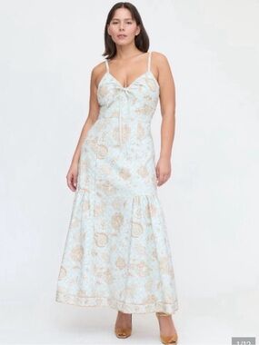 Hill House Light Blue & Tan Paisley Maxi Dress